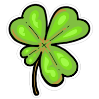 a four leaf clover sticker on a black background